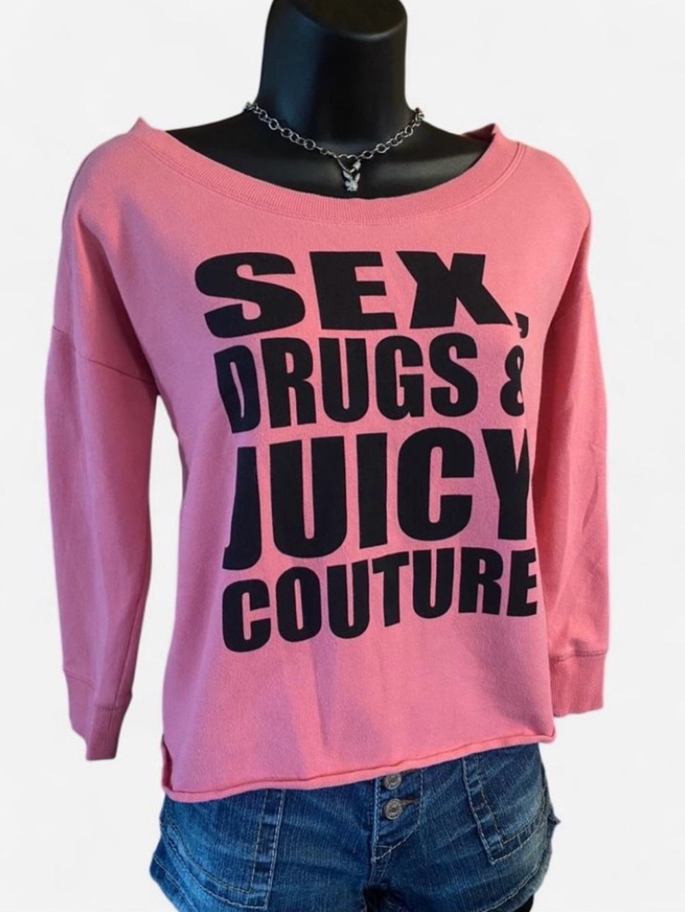 Y2k Juicy Couture GRAIL Sex, Drugs & Juicy Couture Neon Pink 3/4 Sleeves Sweater